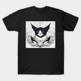 Black cat in lotus flower T-Shirt